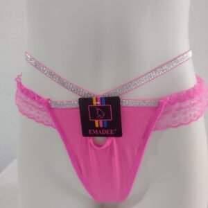 Calcinha fio dental tam. P cor Pink com detalhes prata